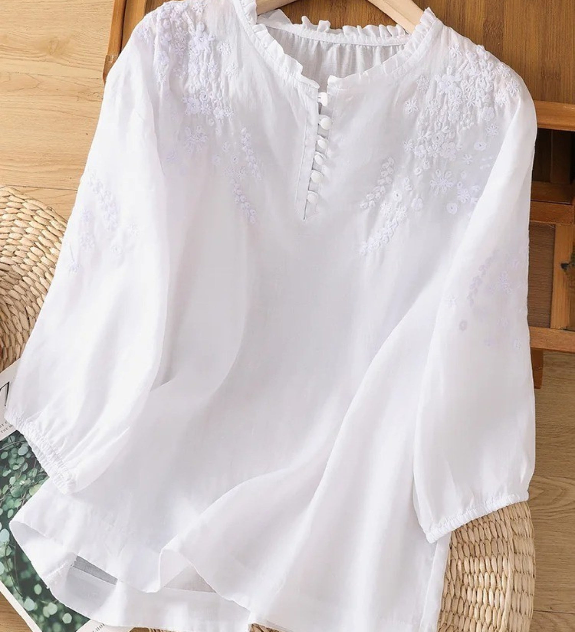 Dervla - Embroidered Linen Blouse