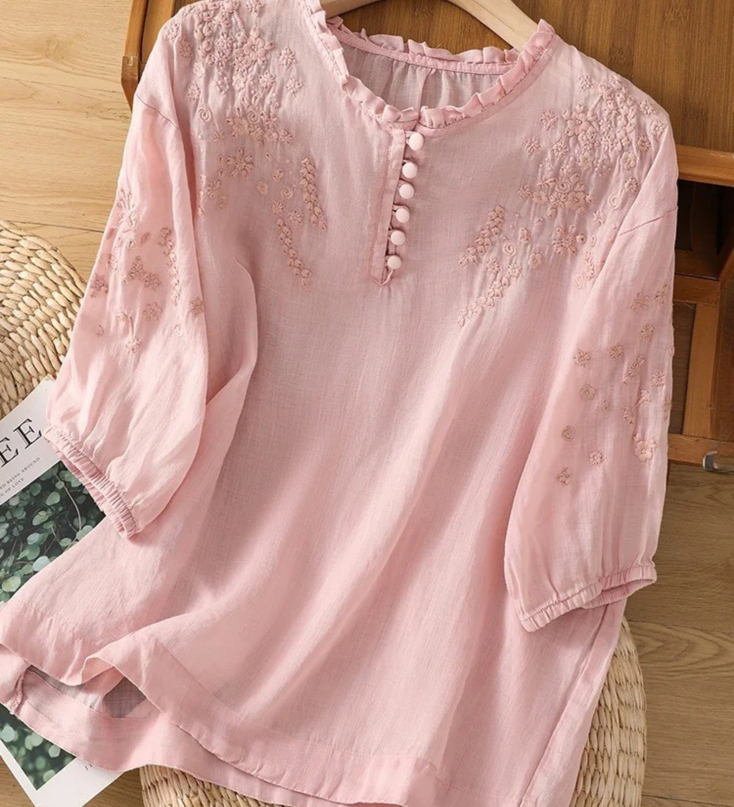 Dervla - Embroidered Linen Blouse