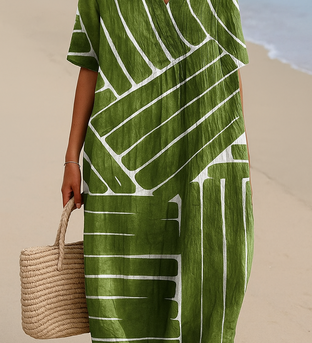Eithne - Green Geometric Dress